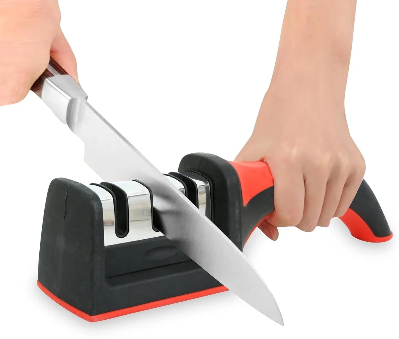 3 Stage Knife Sharpener for Kitchen, Steel (Ceramic)