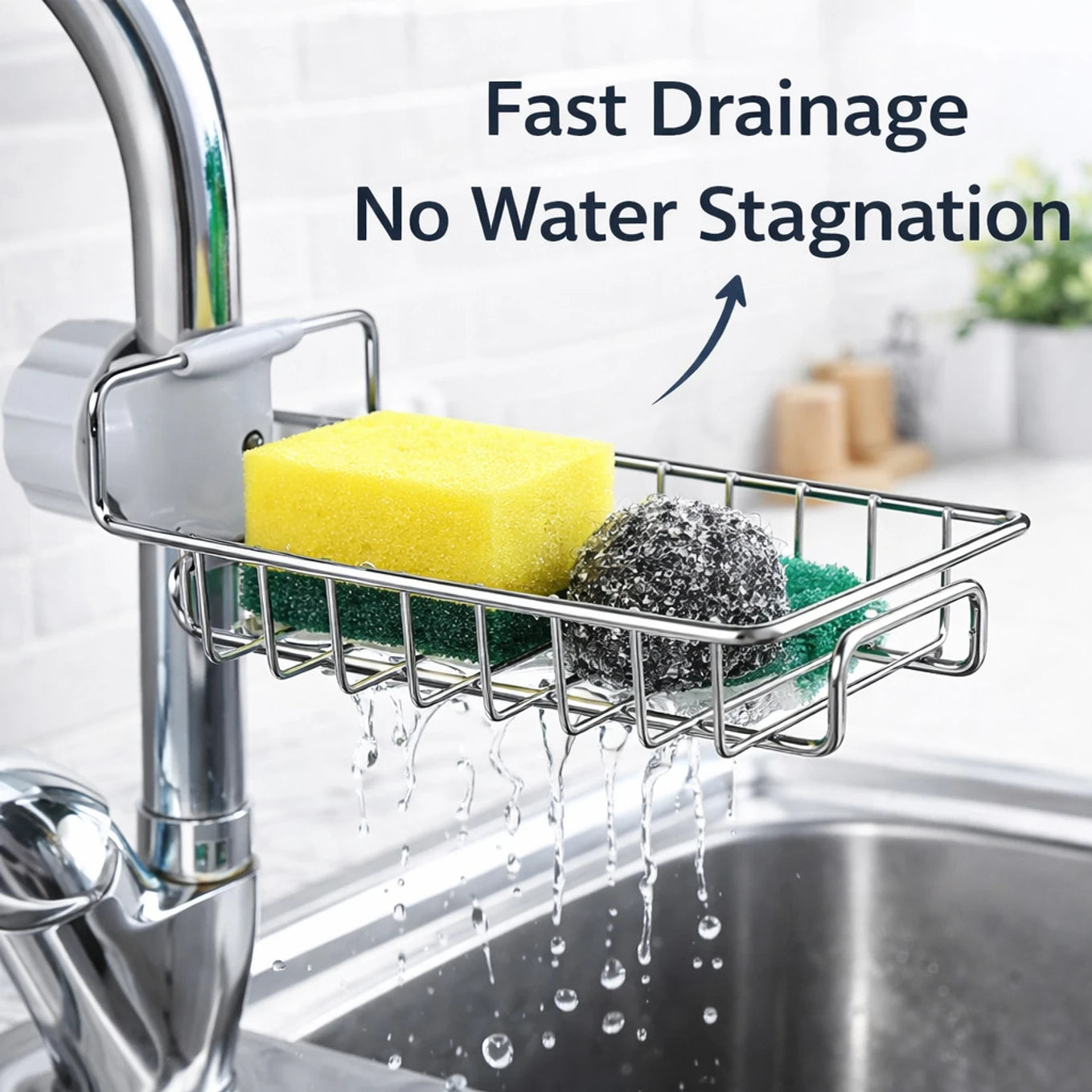 kitchen sink soap organizer stand, Sponge Holder (Stainless Steel)