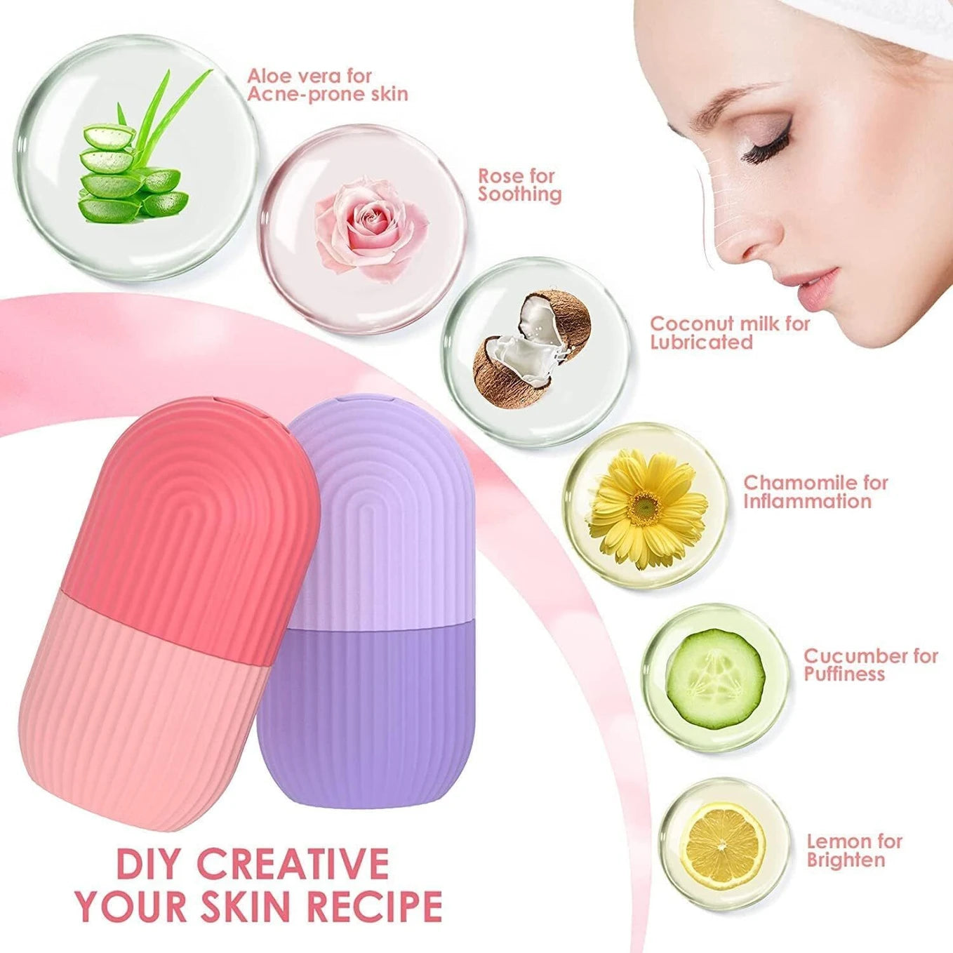 Ice Roller for Face Massager, Pack of 3 (Multicolor)