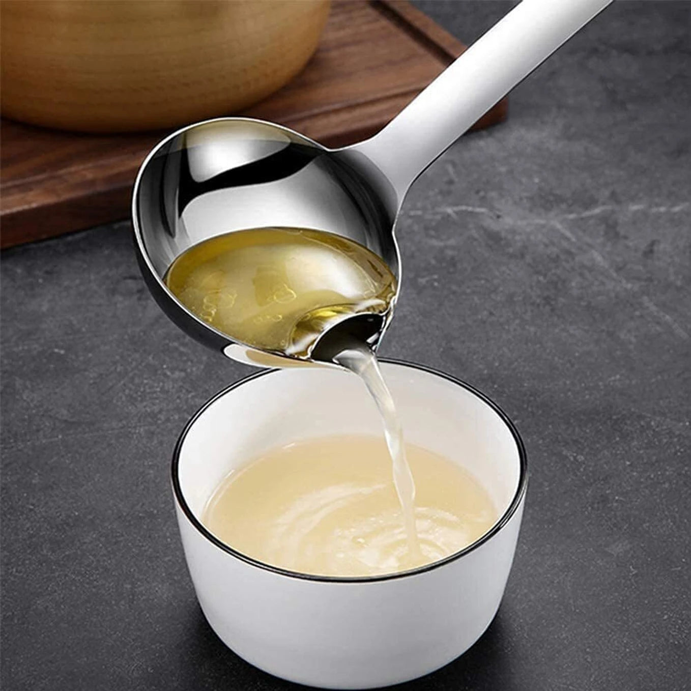 Stainless Steel Oil Separator Soup Ladle Spoon (Pack of 1)