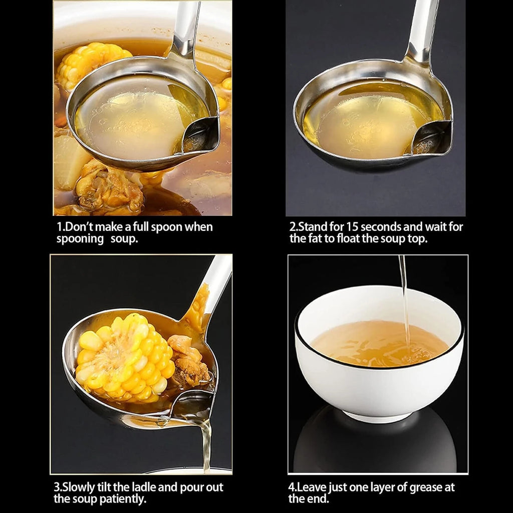 Stainless Steel Oil Separator Soup Ladle Spoon (Pack of 1)